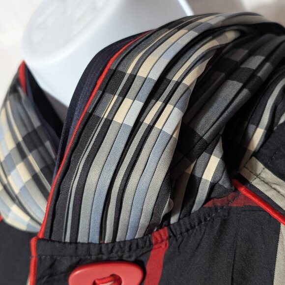 FROCCELLA Netherland NWT coat trench windbreaker Sz LARGE CHECKED HOOD OLD MONEY - Picture 4 of 14